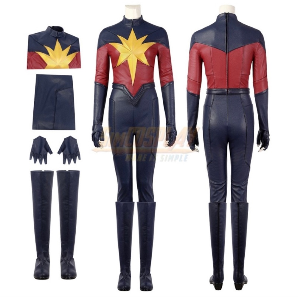 Full faux leather Captain Marvel Cosplay